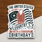 United states is the only country with a known birthday sticker, patriotic laptop decal, water bottle decor, gift sticker, Room Décor