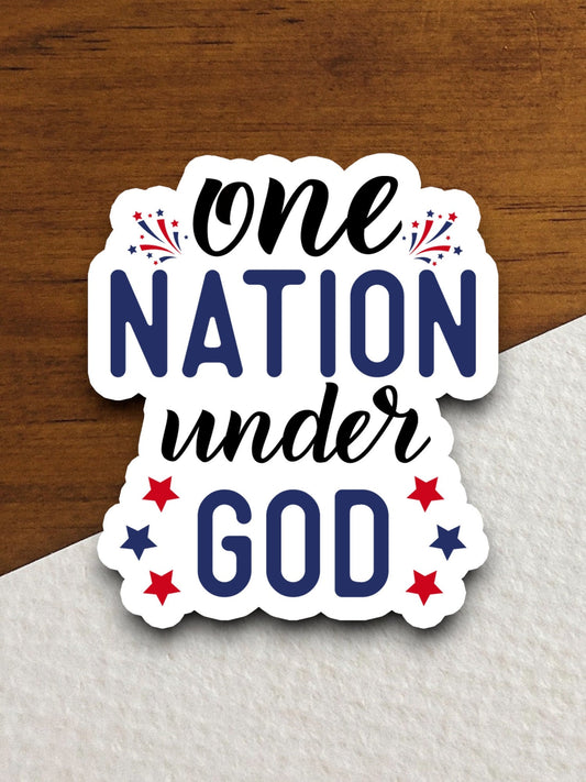 One nation under God sticker, patriotic laptop decal, water bottle decor, gift sticker, planner accessories, journal sticker, Room Décor