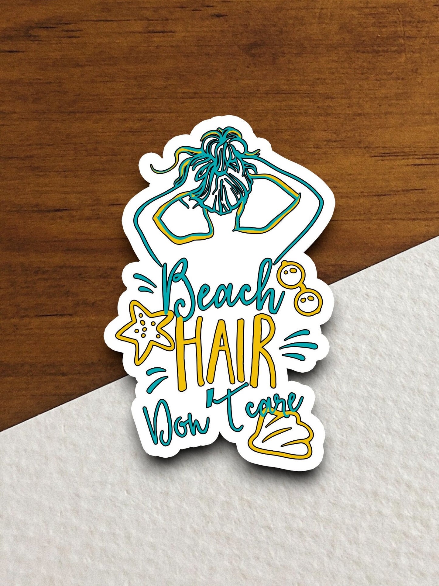 Beach Hair Don't Care Sticker, vacation sticker, travel sticker, room decor, water bottle sticker, laptop sticker