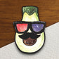 Artistic avocado with 3d glasses funny food sticker, funny stickers, laptop stickers, water bottle sticker, sticker with sayings