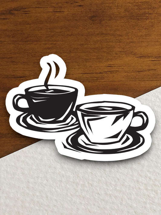 Coffee cups and saucer sticker, Funny Stickers, Coffee Sticker, Caffeine, Coffee Lover, Cafe, Decaf, Barista Sticker