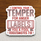 Control your temper for anger labels you a fool sticker, Religious Sticker, Faith Sticker, Worship Sticker, Christian Sticker, Room Décor