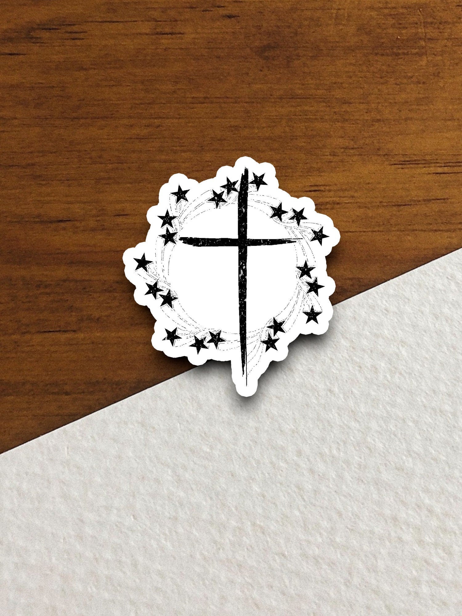 Church Cross with stars sticker, church sticker, cross sticker, Religious Sticker, Faith Sticker, Worship Sticker, Christian Sticker