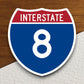 Interstate route  8 sticker, Interstate Highway Sign Expressway Stickers, Highway Sign Road Trip Sticker, Room Décor