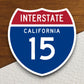 Interstate route  15 California sticker, California sticker, Interstate Highway Sign Expressway Stickers, Highway Sign Road Trip Sticker