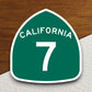 California state route 7 road sign sticker, road trip sticker, highway sign, room decor, travel sticker