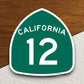 California state route 12 road sign sticker, road trip sticker, highway sign, room decor, travel sticker