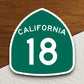 California state route 18 road sign sticker, road trip sticker, highway sign, room decor, travel sticker