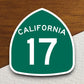 California state route 17 road sign sticker, road trip sticker, highway sign, room decor, travel sticker