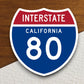 Interstate route  80 california sticker, California sticker, Interstate Highway Sign Expressway Stickers, Highway Sign Road Trip Sticker