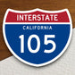 Interstate route  105 california sticker, California sticker, Interstate Highway Sign Expressway Stickers, Highway Sign Road Trip Sticker