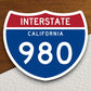 Interstate route  980 california sticker, California sticker, Interstate Highway Sign Expressway Stickers, Highway Sign Road Trip Sticker