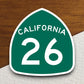 California state route 26 road sign sticker, road trip sticker, highway sign, room decor, travel sticker