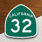 California state route 32 road sign sticker, road trip sticker, highway sign, room decor, travel sticker