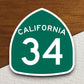 California state route 34 road sign sticker, road trip sticker, highway sign, room decor, travel sticker