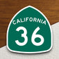 California state route 36 road sign sticker, road trip sticker, highway sign, room decor, travel sticker