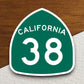 California state route 38 road sign sticker, road trip sticker, highway sign, room decor, travel sticker