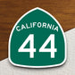 California state route 44 road sign sticker, road trip sticker, highway sign, room decor, travel sticker