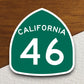 California state route 46 road sign sticker, road trip sticker, highway sign, room decor, travel sticker