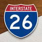 Interstate route  26 sticker, Interstate Highway Sign Expressway Stickers, Highway Sign Road Trip Sticker, Room Décor