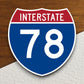 Interstate route  78 sticker, Interstate Highway Sign Expressway Stickers, Highway Sign Road Trip Sticker, Room Décor