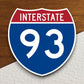 Interstate route  93 sticker, Interstate Highway Sign Expressway Stickers, Highway Sign Road Trip Sticker, Room Décor