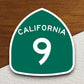 California state route 9 road sign sticker, road trip sticker, highway sign, room decor, travel sticker