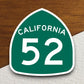 California state route 52 road sign sticker, road trip sticker, highway sign, room decor, travel sticker