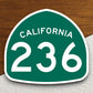 California state route 236 road sign sticker, road trip sticker, highway sign, room decor, travel sticker