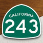 California state route 243 road sign sticker, road trip sticker, highway sign, room decor, travel sticker