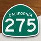 California state route 275 road sign sticker, road trip sticker, highway sign, room decor, travel sticker