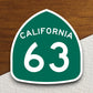 California state route 63 road sign sticker, road trip sticker, highway sign, room decor, travel sticker