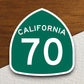 California state route 70 road sign sticker, road trip sticker, highway sign, room decor, travel sticker