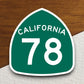 California state route 78 road sign sticker, road trip sticker, highway sign, room decor, travel sticker