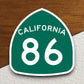 California state route 86 road sign sticker, road trip sticker, highway sign, room decor, travel sticker