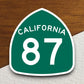 California state route 87 road sign sticker, road trip sticker, highway sign, room decor, travel sticker