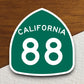 California state route 88 road sign sticker, road trip sticker, highway sign, room decor, travel sticker