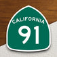 California state route 91 road sign sticker, road trip sticker, highway sign, room decor, travel sticker