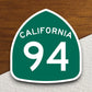 California state route 94 road sign sticker, road trip sticker, highway sign, room decor, travel sticker