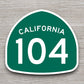 California state route 104 road sign sticker, road trip sticker, highway sign, room decor, travel sticker