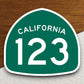 California state route 123 road sign sticker, road trip sticker, highway sign, room decor, travel sticker