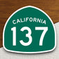 California state route 137 road sign sticker, road trip sticker, highway sign, room decor, travel sticker