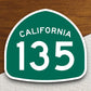 California state route 135 road sign sticker, road trip sticker, highway sign, room decor, travel sticker