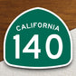 California state route 140 road sign sticker, road trip sticker, highway sign, room decor, travel sticker