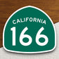 California state route 166 road sign sticker, road trip sticker, highway sign, room decor, travel sticker