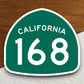 California state route 168 road sign sticker, road trip sticker, highway sign, room decor, travel sticker