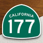 California state route 177 road sign sticker, road trip sticker, highway sign, room decor, travel sticker