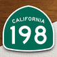 California state route 198 road sign sticker, road trip sticker, highway sign, room decor, travel sticker