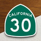 California state route 30 road sign sticker, road trip sticker, highway sign, room decor, travel sticker