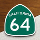 California state route 64 road sign sticker, road trip sticker, highway sign, room decor, travel sticker